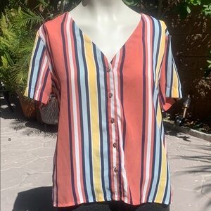 Striped Multicolor Button-Up Women's blouse